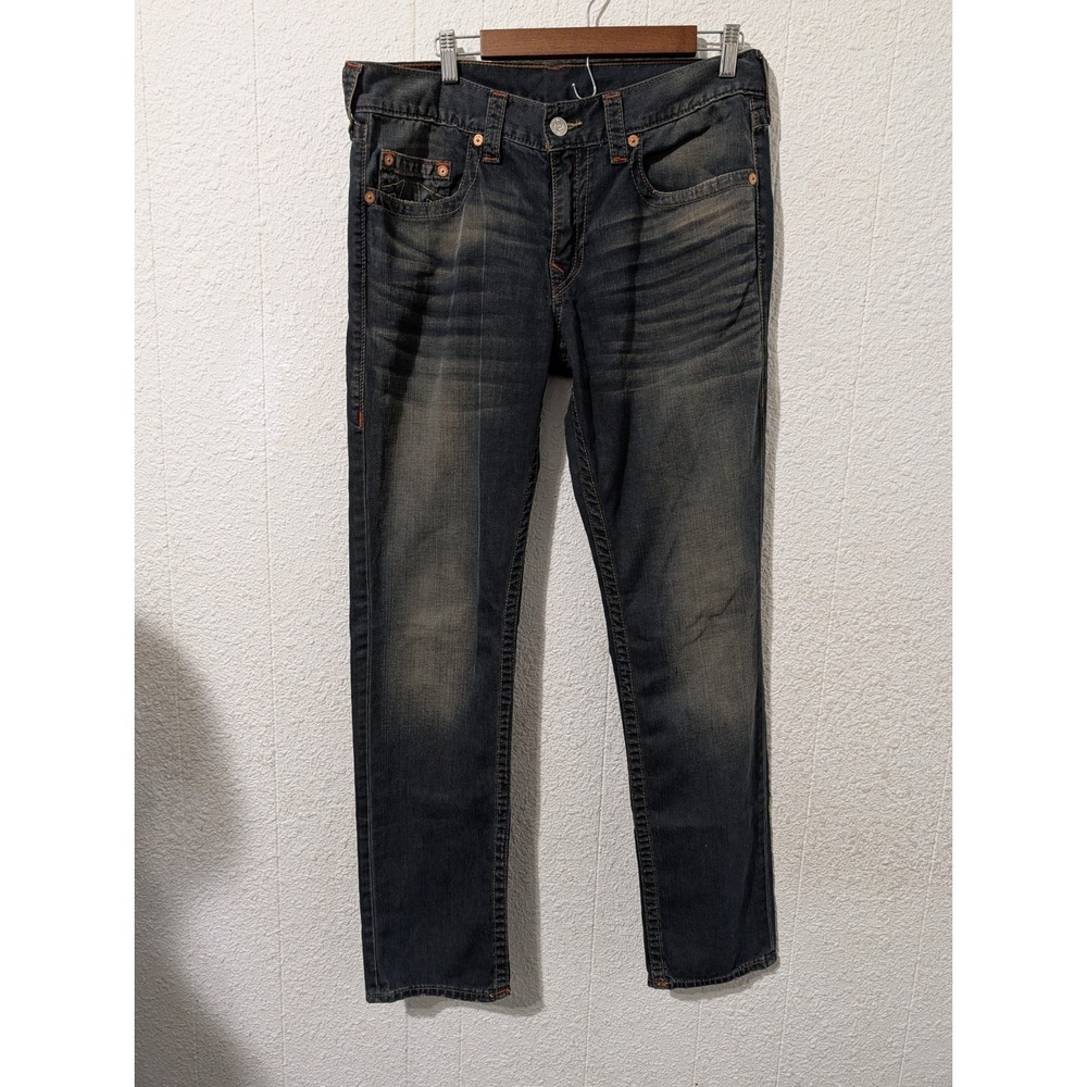 True Religion Jeans, Mens, Size 34, Slim, Distressed, Faded Wash